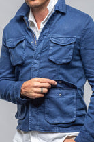 Callen Cotton Linen Jacket In Indaco - AXEL'S