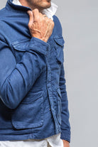 Callen Cotton Linen Jacket In Indaco - AXEL'S