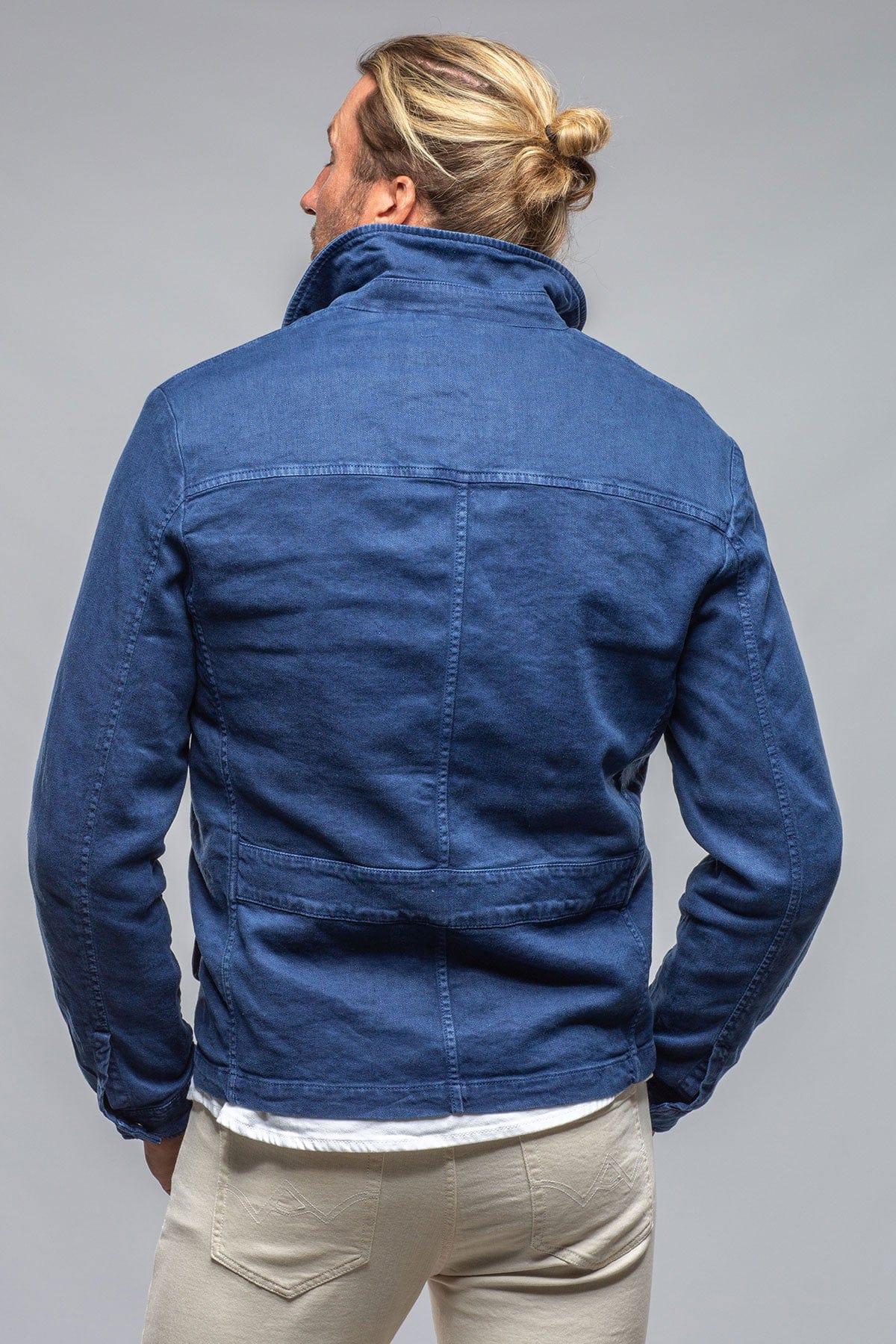 Callen Cotton Linen Jacket In Indaco - AXEL'S