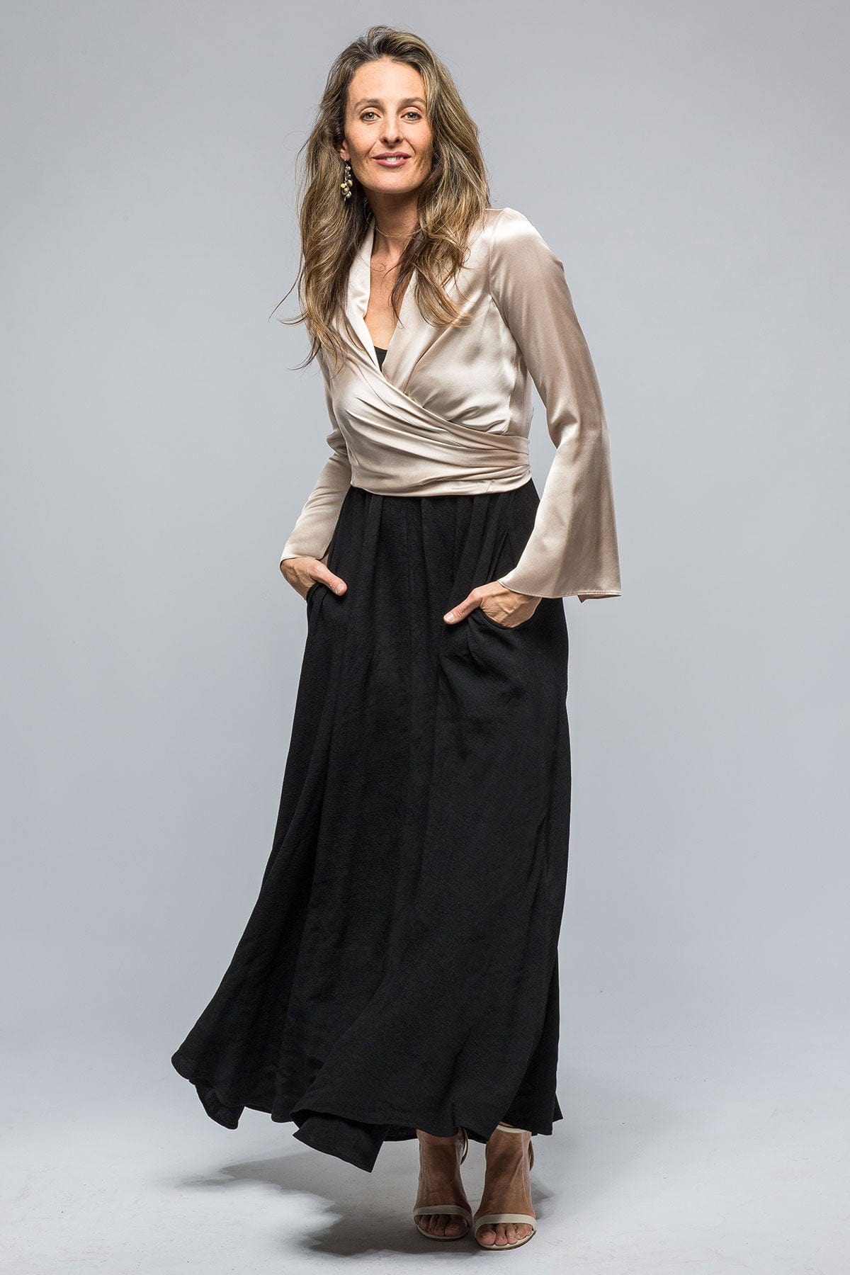 Frontward Wrap Blouse In Bone - AXEL'S