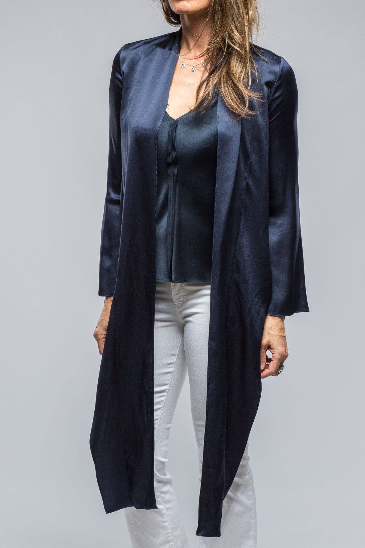 Frontward Wrap Blouse In Navy - AXEL'S