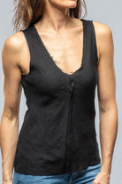 Salamanca Raw Edge Linen Tank In Black - AXEL'S