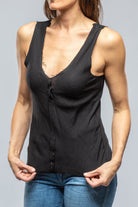 Salamanca Raw Edge Linen Tank In Black - AXEL'S