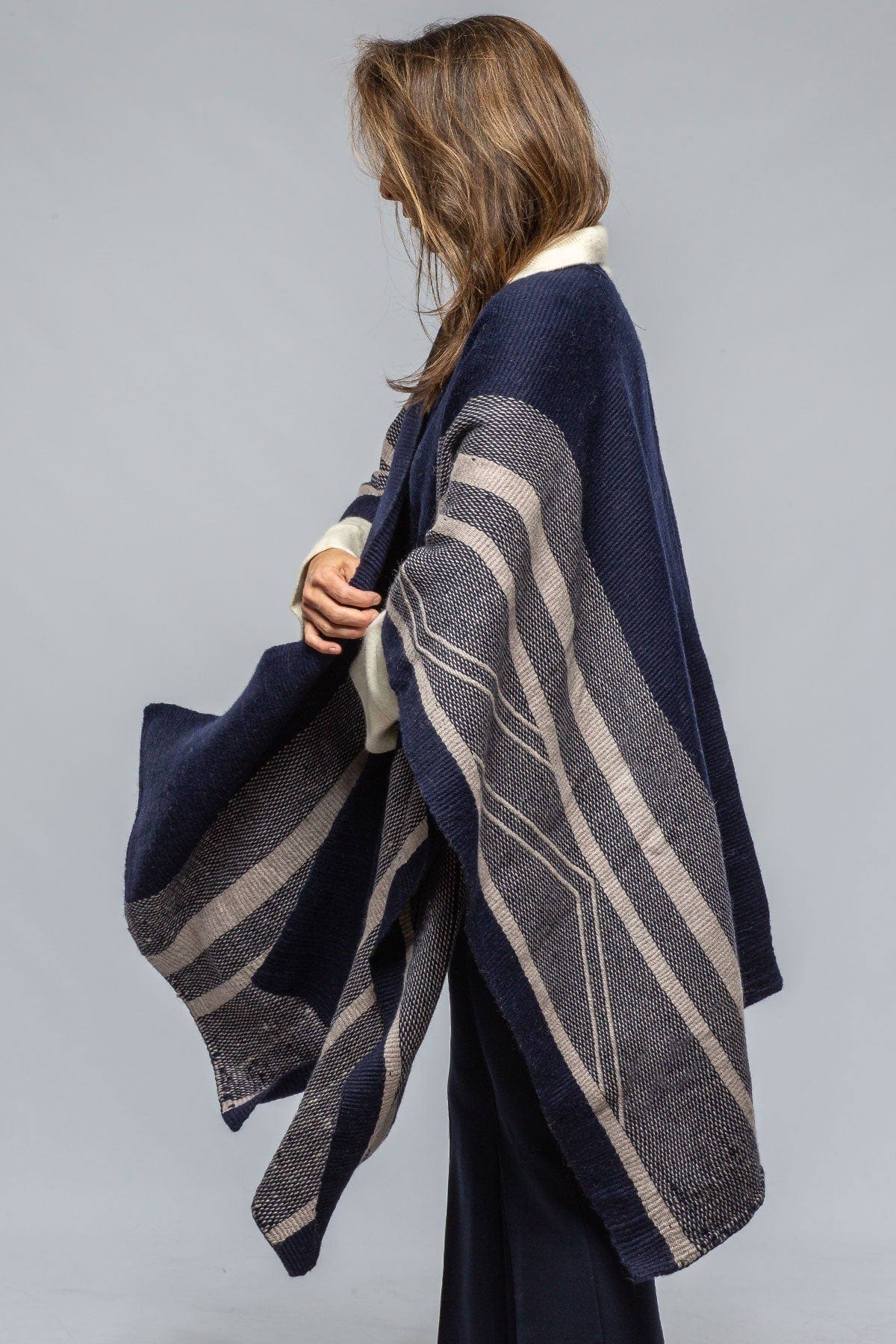 Striped Zig Zag Duster In Navy/Opal - AXEL'S