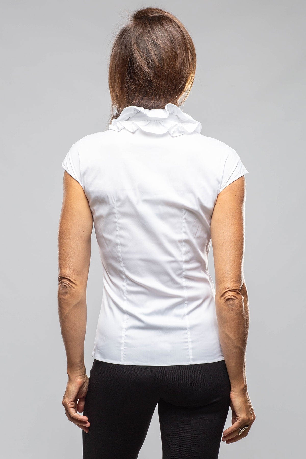 Kina Short Sleeve Ruffle Shirt In White - AXEL'S