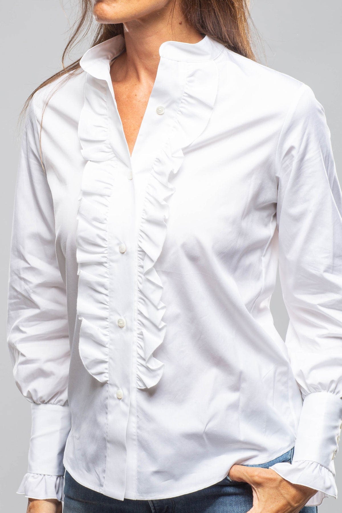 Linnea Ruffle Shirt In White - AXEL'S