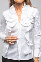 Lyla Ruffle Blouse In White - AXEL'S