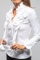 Lyla Ruffle Blouse In White - AXEL'S