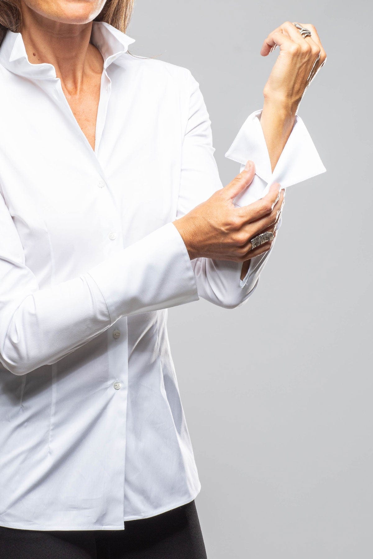 Naomi Tuxedo Collar Shirt In White - AXEL'S