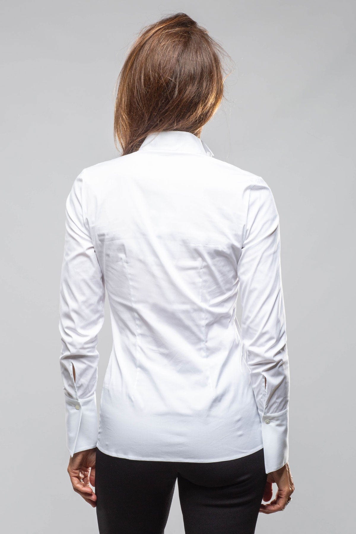 Naomi Tuxedo Collar Shirt In White - AXEL'S