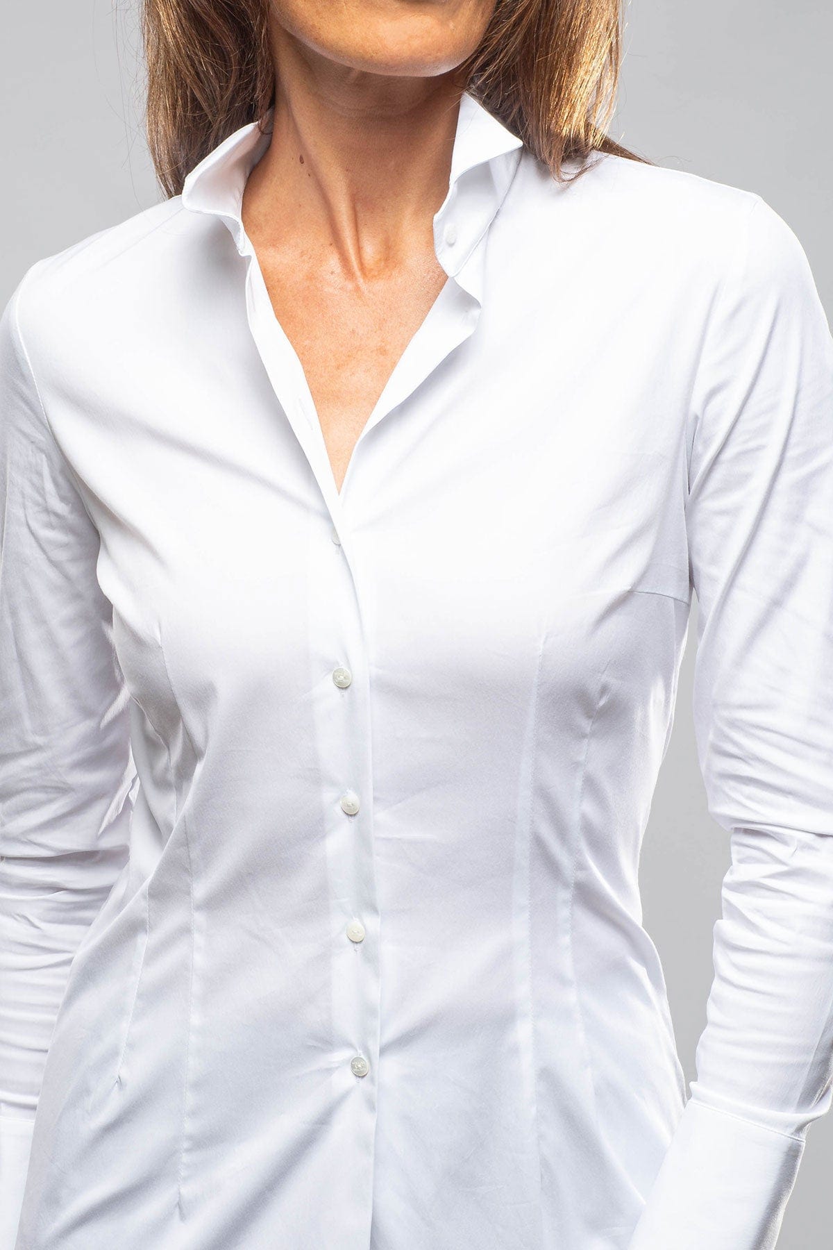 Naomi Tuxedo Collar Shirt In White - AXEL'S