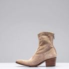 Diletta Suede Western Boot In Taupe - AXEL'S