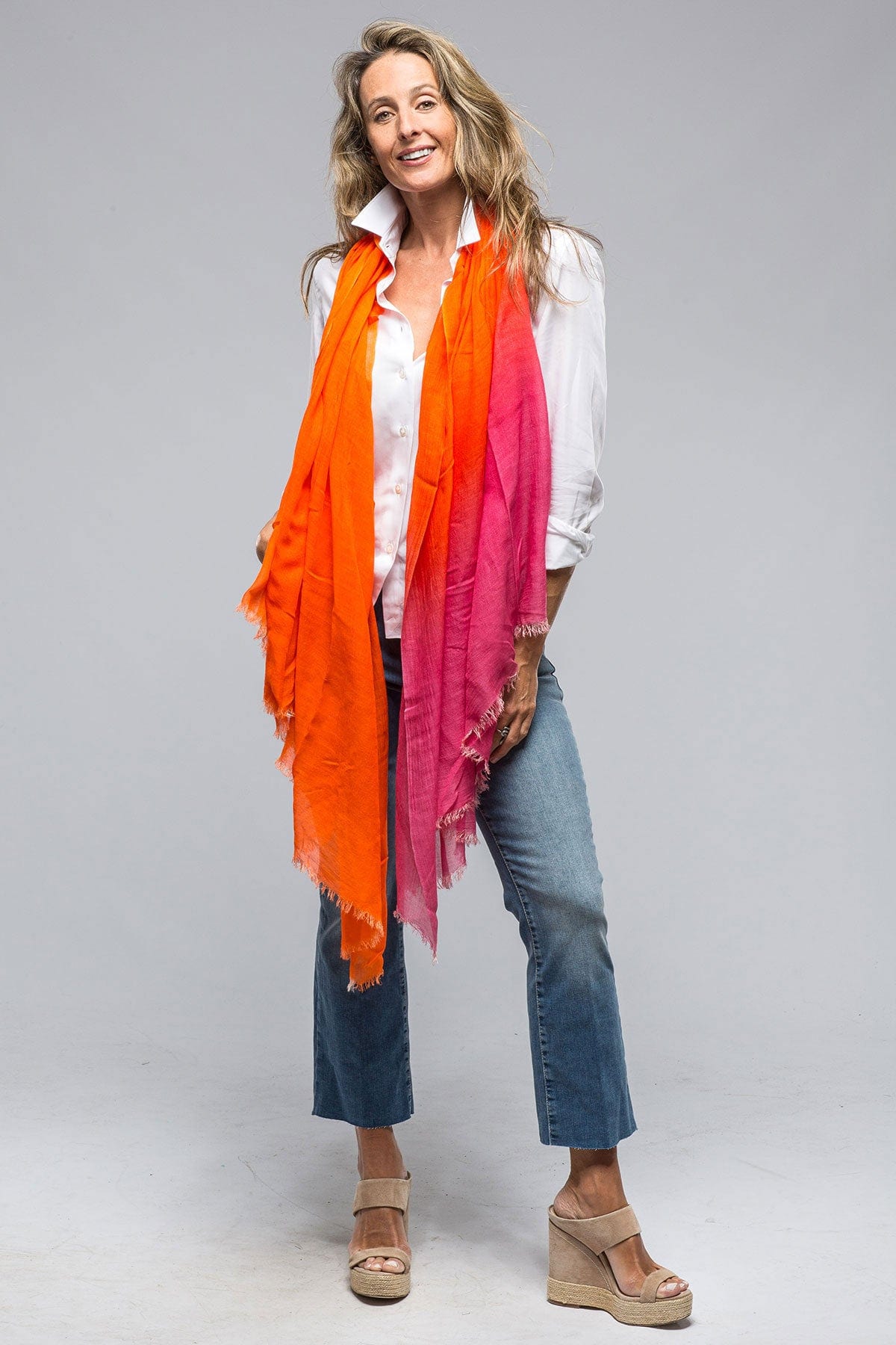 Color Block Degrad&eacute; Scarf In Citrus - AXEL'S