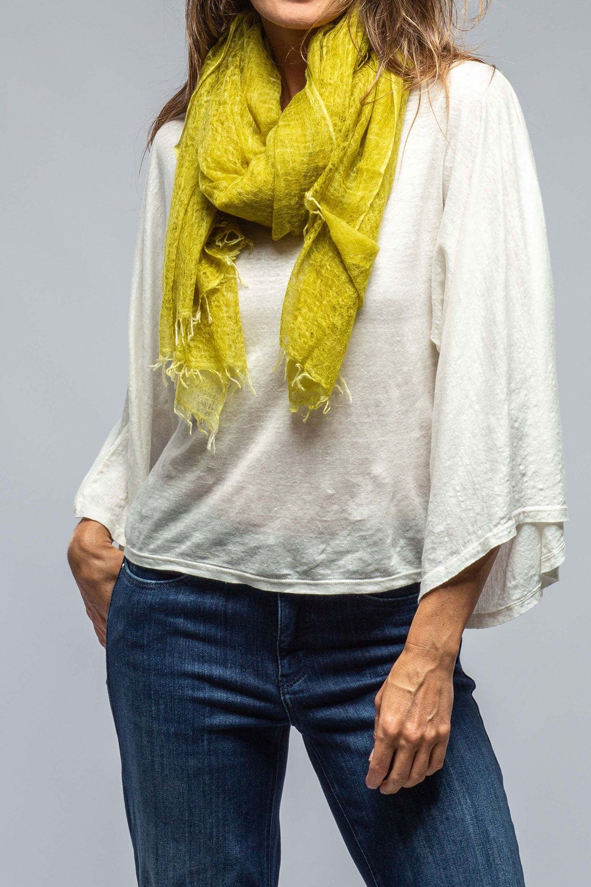 Hand Painted Cashmere Scarf In Lichen - AXEL'S