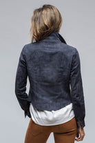 Giulia Suede Snap Shirt in Blu - AXEL'S