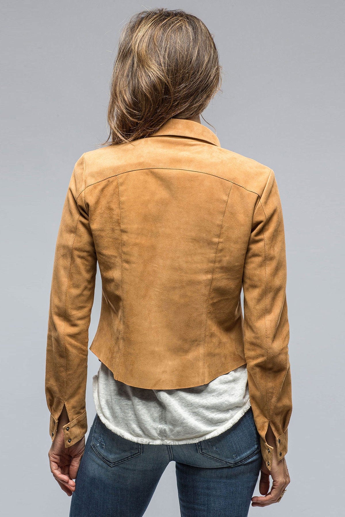 Giulia Suede Snap Shirt in Cognac - AXEL'S