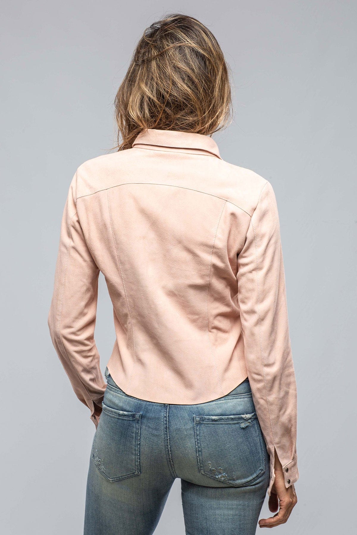 Giulia Suede Snap Shirt in Rosa - AXEL'S