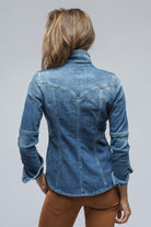 Maddi Fitted Western Shirt in Mid Dark Blue - AXEL'S