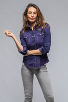 Maddi Fitted Western Snap Shirt In Blueberry - AXEL'S