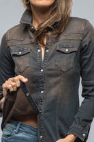 Maddi Fitted Western Snap Shirt In Brown Over Dye - AXEL'S