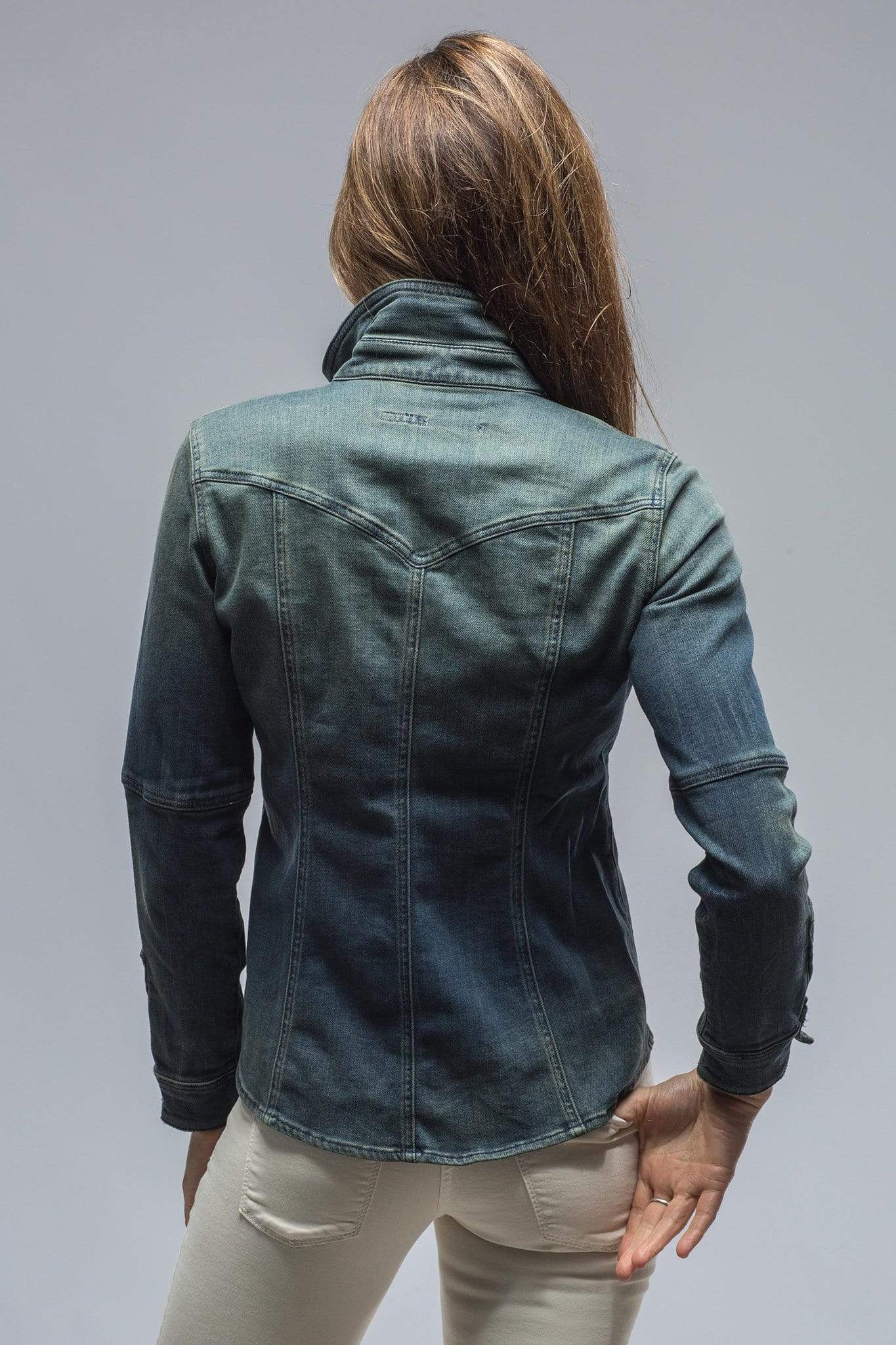 Maddi Western Snap Shirt In Green Over Dye - AXEL'S