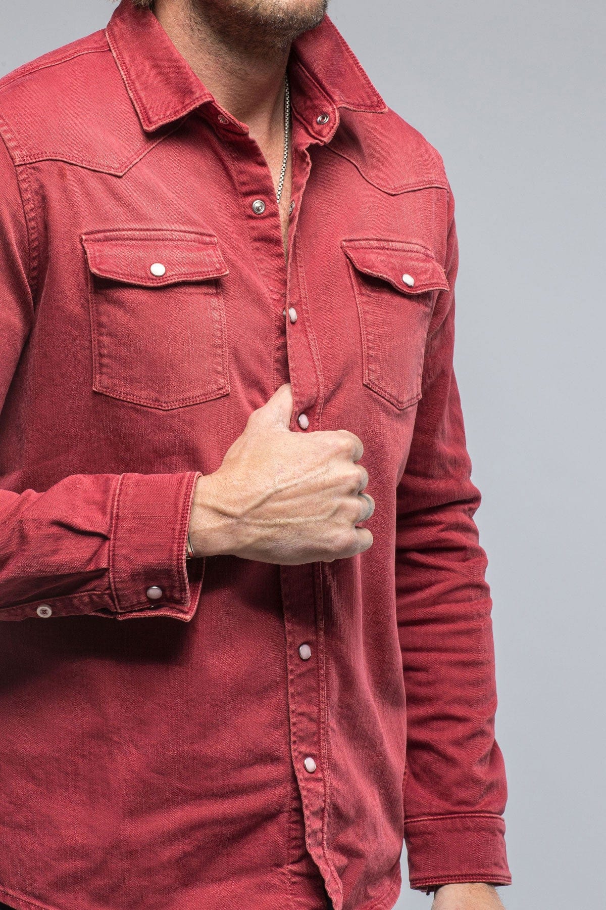 Ranger Denim Snap Shirt In Cherry - AXEL'S