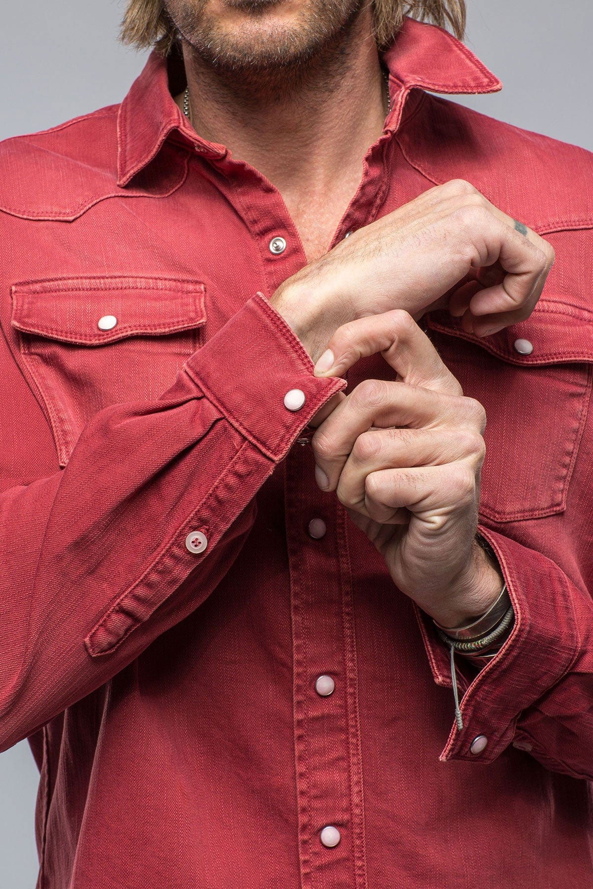 Ranger Denim Snap Shirt In Cherry - AXEL'S