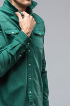 Ranger Denim Snap Shirt In Green - AXEL'S