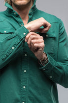 Ranger Colored Denim Snap Shirt In Green - AXEL'S