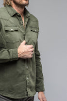 Ranger Colored Denim Snap Shirt In Muschio - AXEL'S