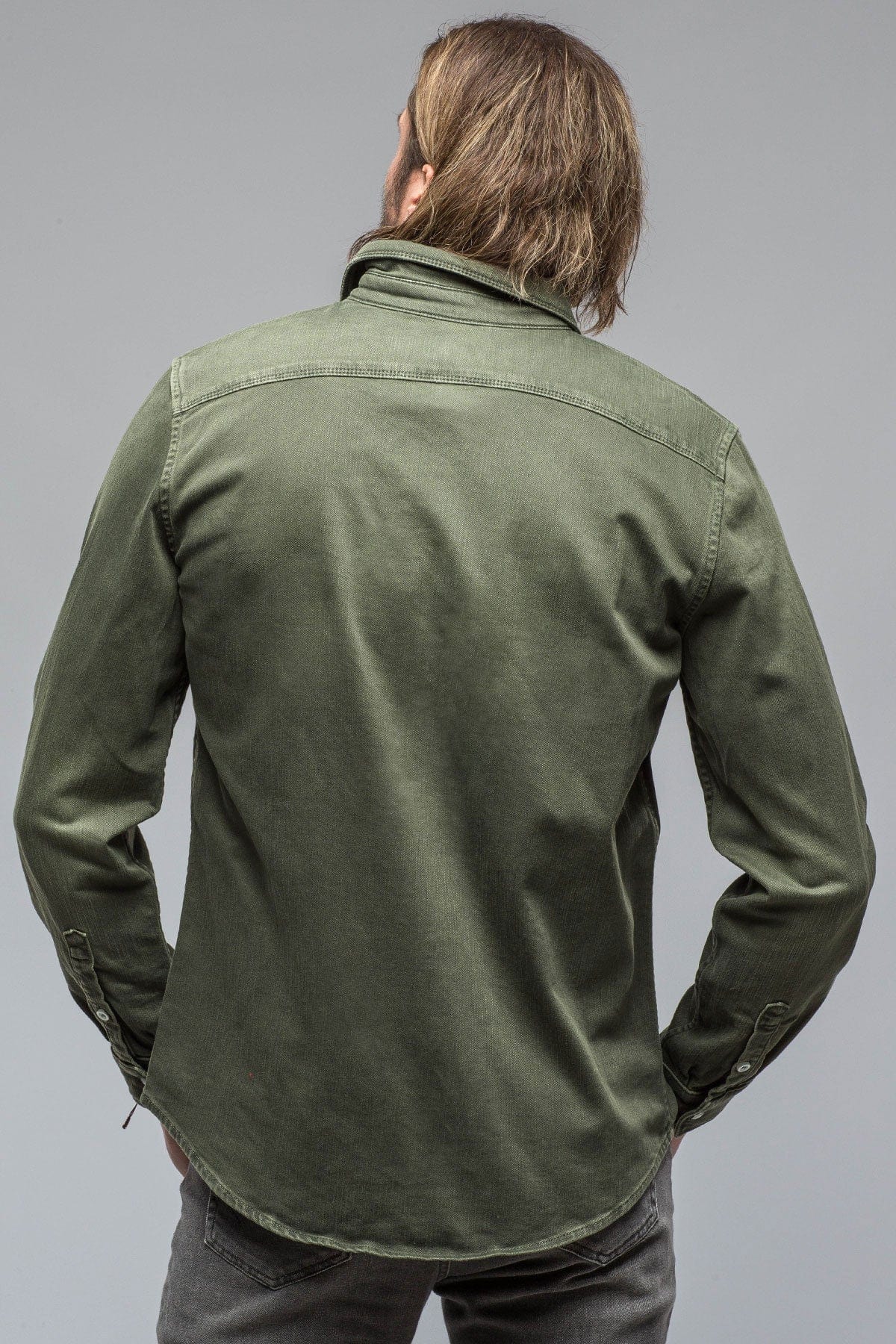 Ranger Colored Denim Snap Shirt In Muschio - AXEL'S