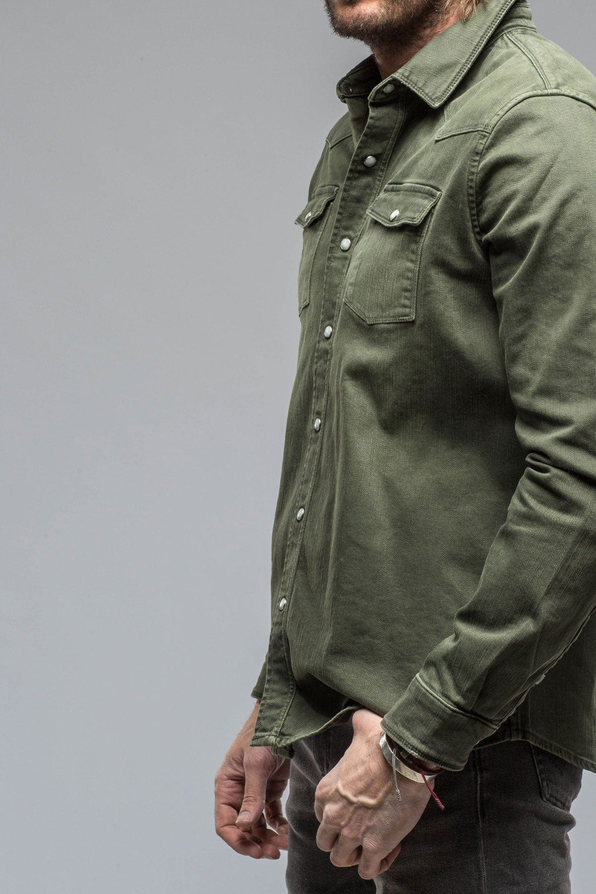 Ranger Denim Snap Shirt In Muschio - AXEL'S