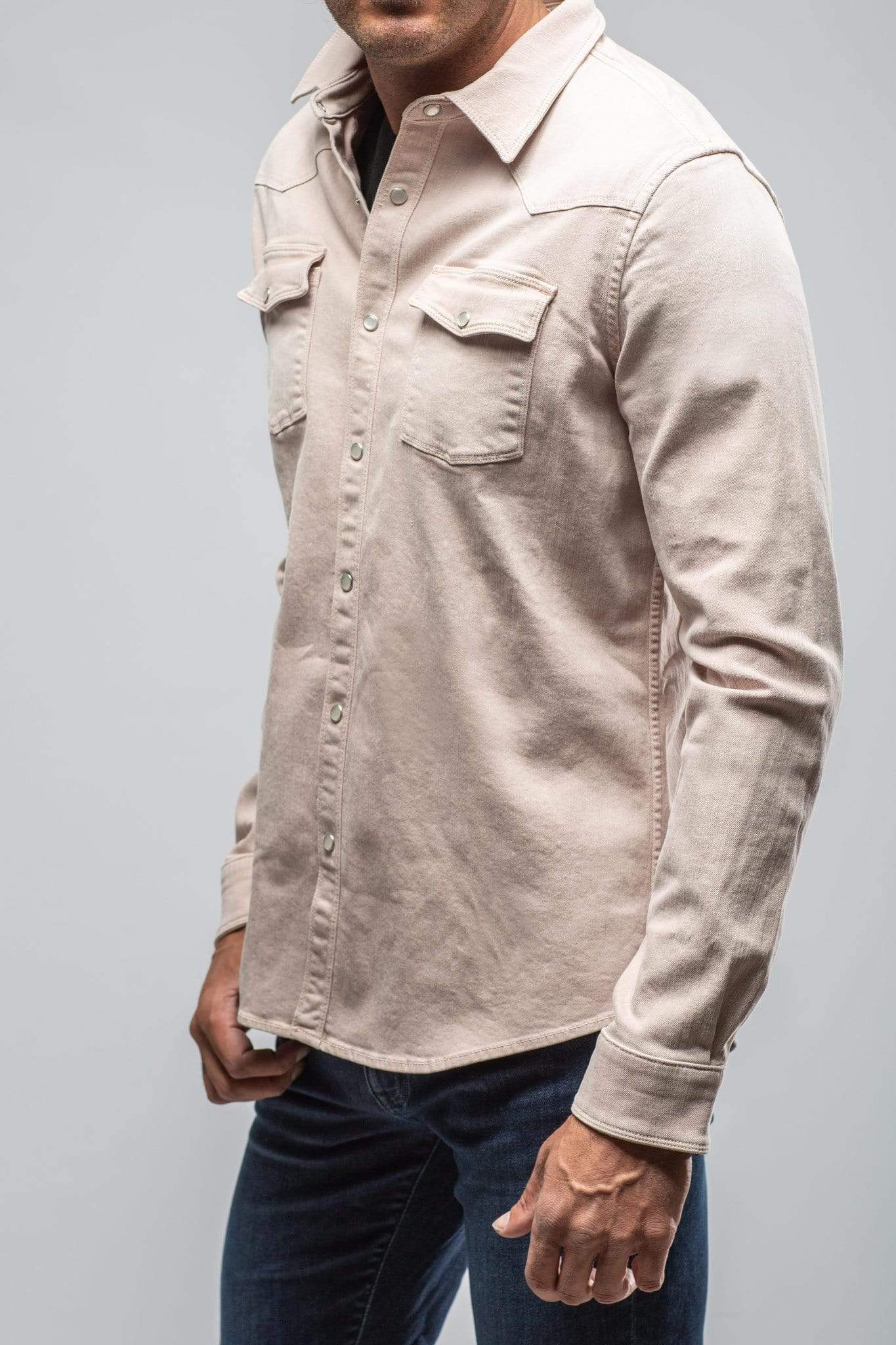 Ranger Denim Snap Shirt In Sabbia Chiara - AXEL'S