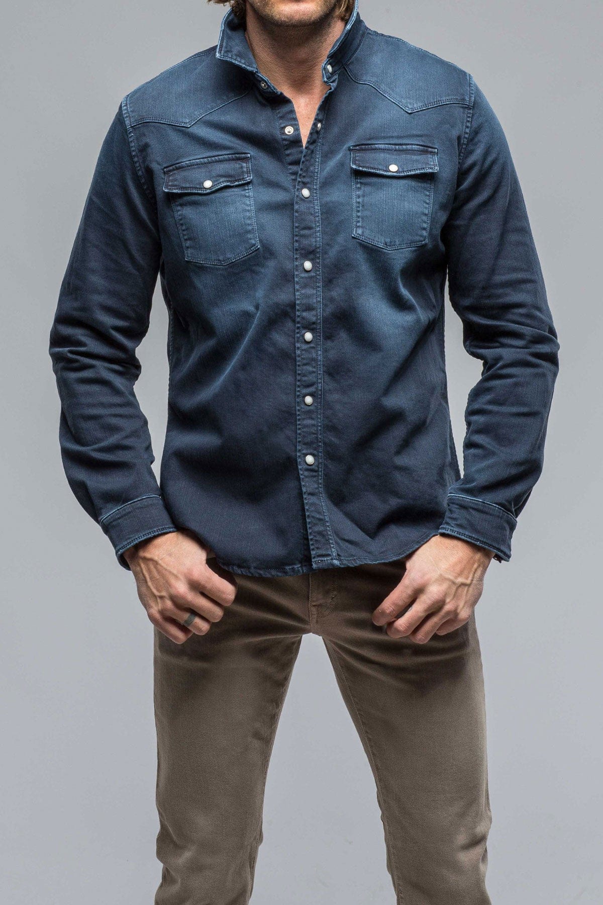 Ranger Denim Snap Shirt In Blue Navy - AXEL'S