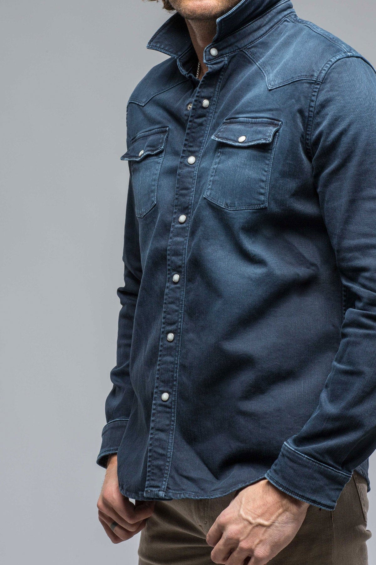 Ranger Denim Snap Shirt In Blue Navy - AXEL'S