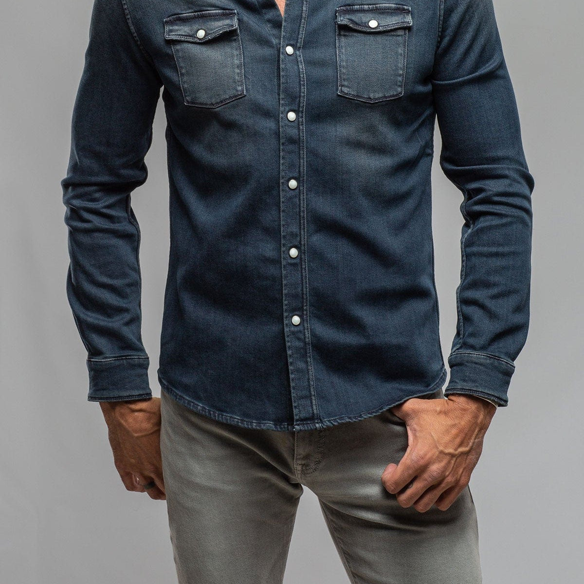 Roper Western Snap Shirt In Anthracite - AXEL'S