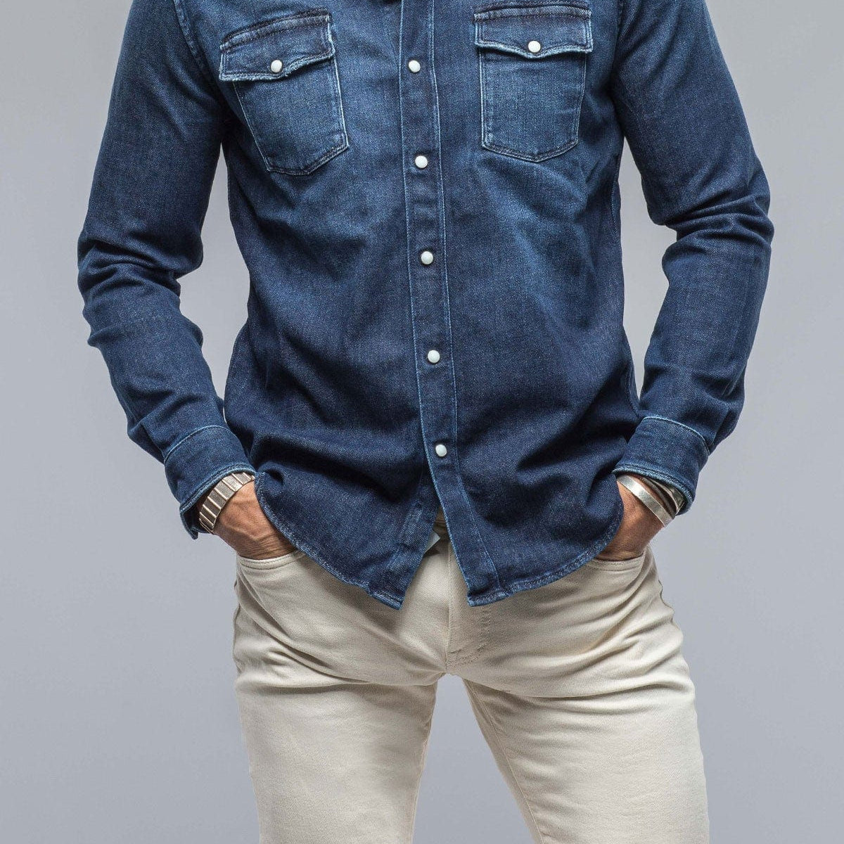 Axel's Roper Western Snap Shirt in Dark Blue, Dark Blue / XXXL Axel's Roper Western Snap Shirt in Dark Blue, Dark Blue / XXXL