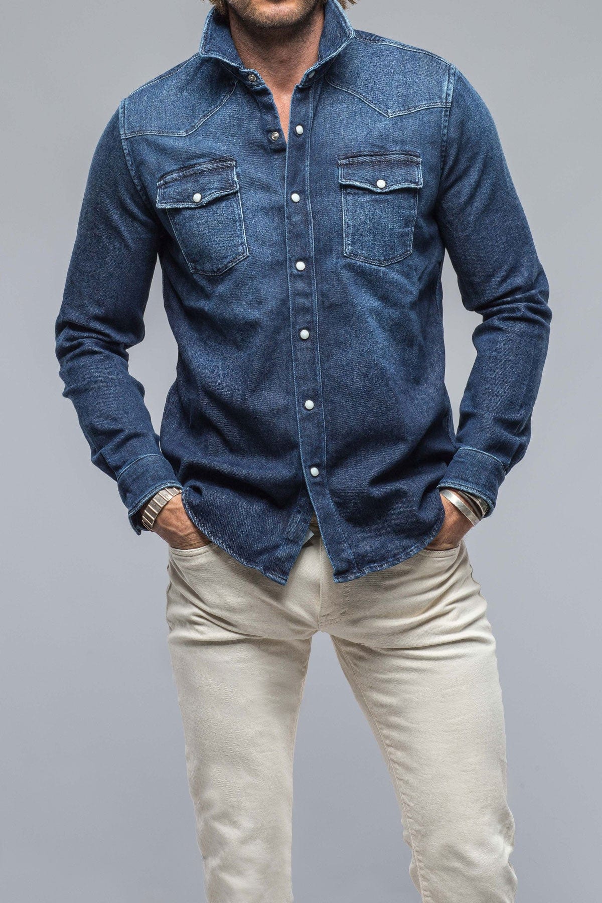 Roper Western Snap Shirt in Dark Blue - AXEL'S