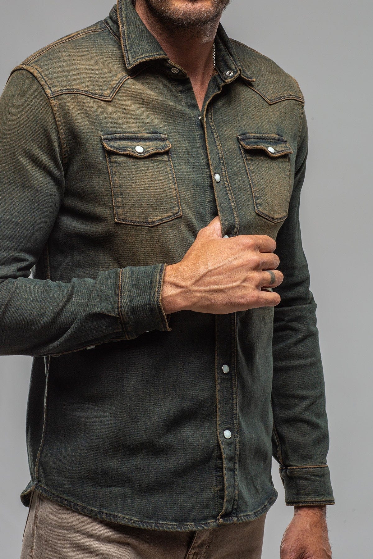 Roper Over-Dyed Western Snap Shirt In Overdyed Ruggine - AXEL'S