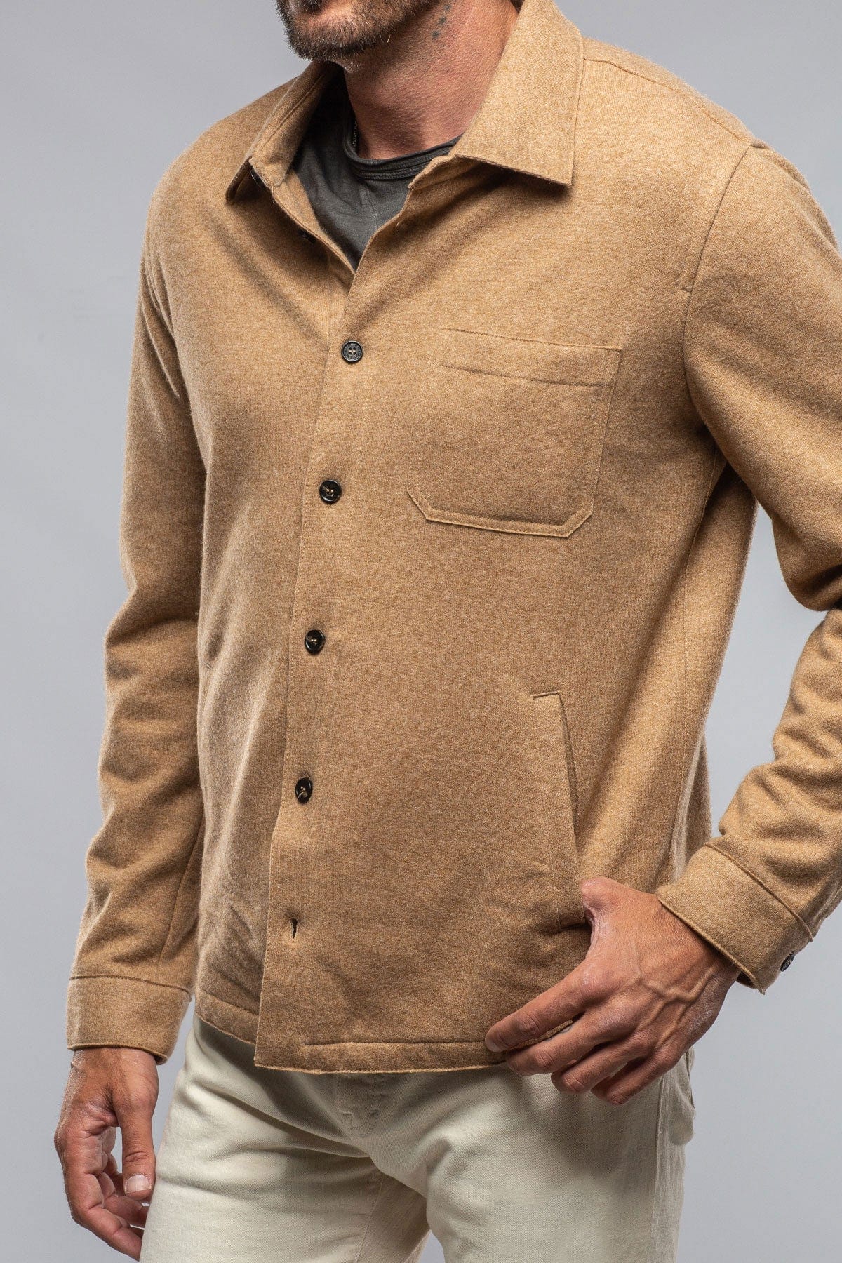 Sooter Cashmere Shirt In Camel - AXEL'S