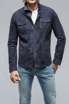 Bello Suede Shirt In Blue - AXEL'S