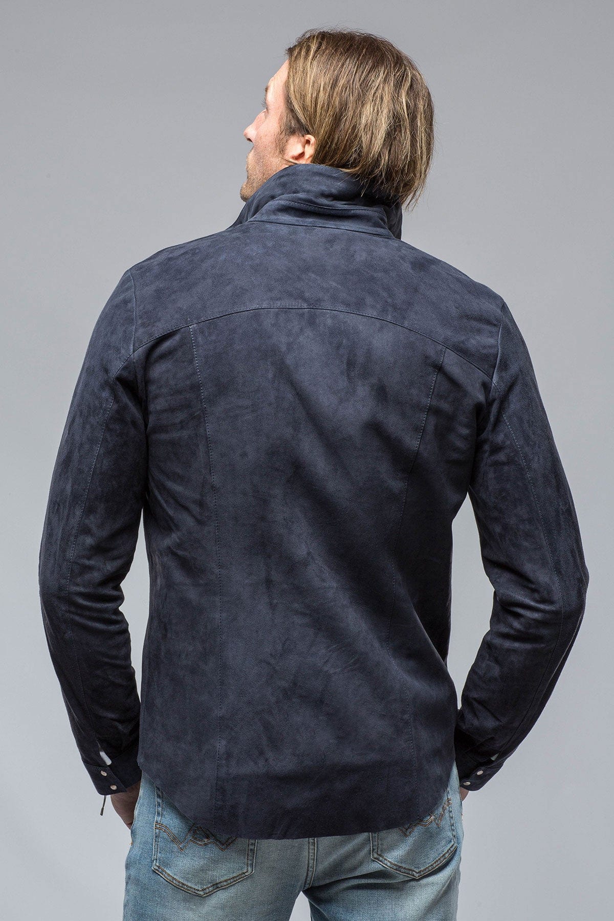 Bello Suede Shirt In Blue - AXEL'S