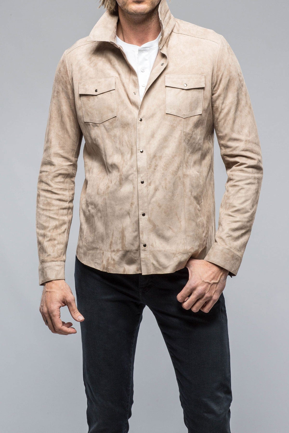 Bello Suede Shirt In Roccia - AXEL'S