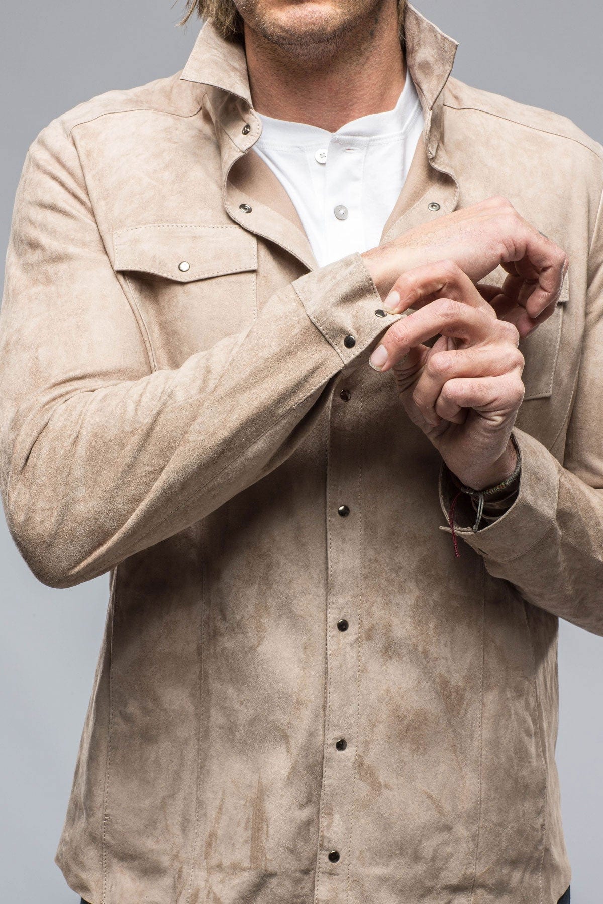 Bello Suede Shirt In Roccia - AXEL'S