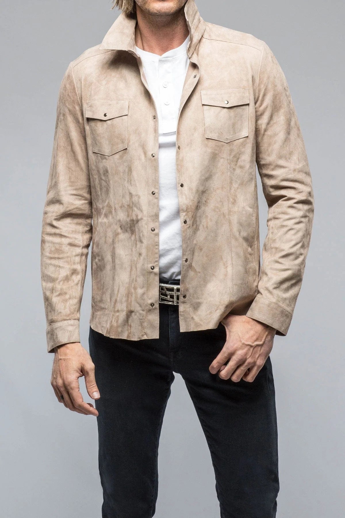 Bello Suede Shirt In Roccia - AXEL'S