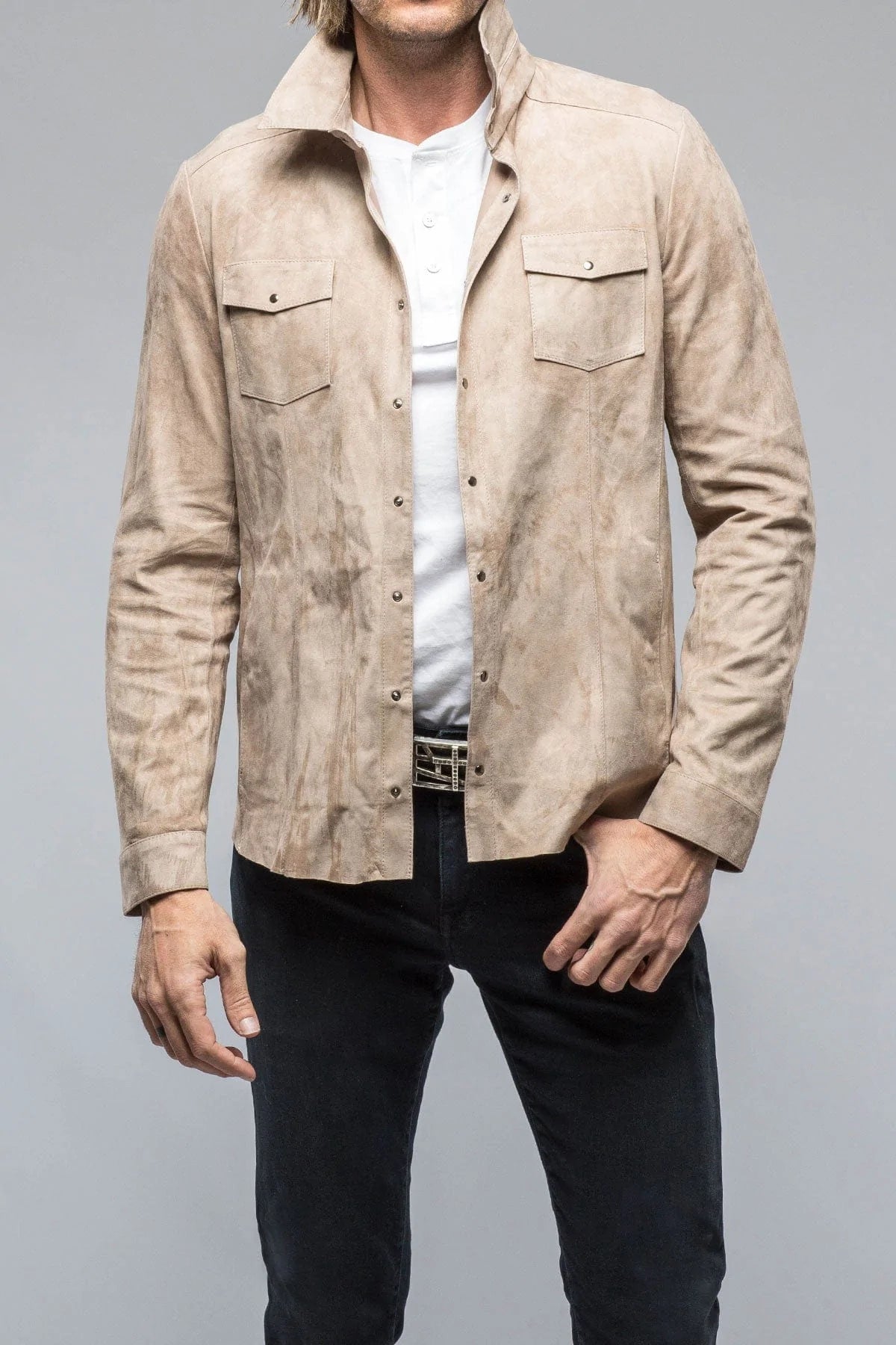 Bello Suede Shirt in Roccia - AXEL'S