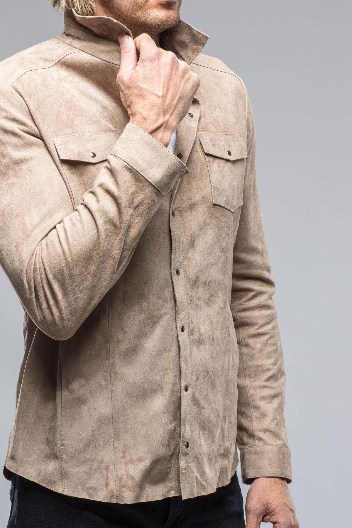 Bello Suede Shirt In Roccia - AXEL'S