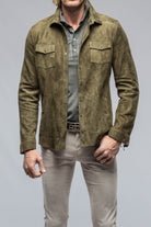 Bello Suede Shirt In Verde - AXEL'S