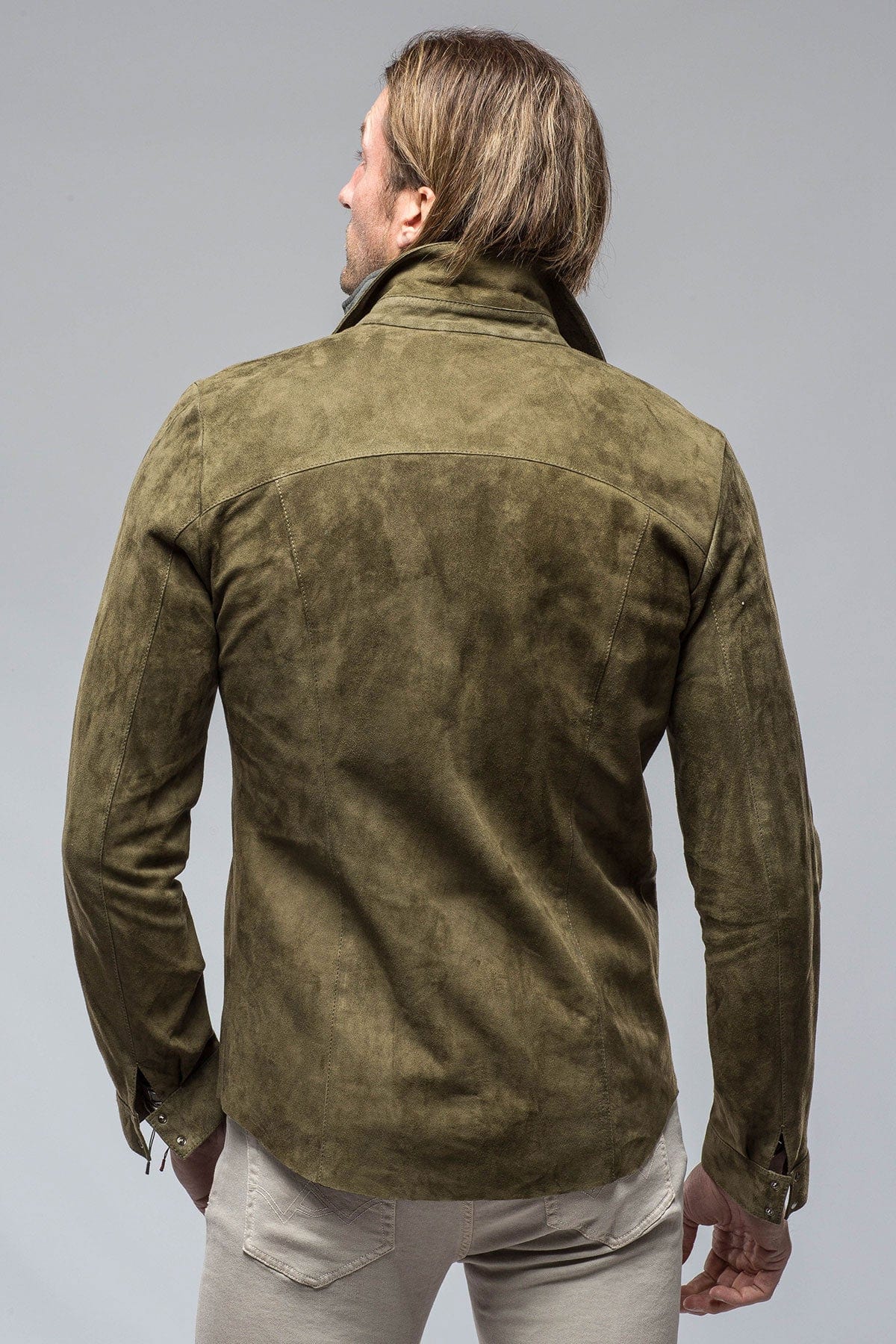 Bello Suede Shirt In Verde - AXEL'S