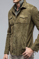 Bello Suede Shirt In Verde - AXEL'S